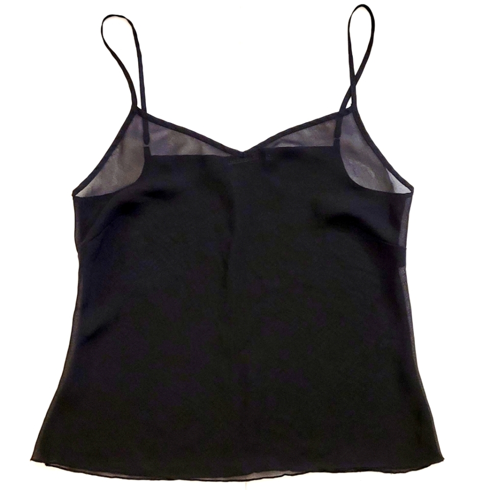 Black sheer V-neck spaghetti strap camisole